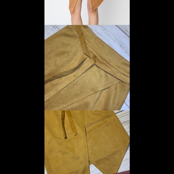 Faux suede asymmetric skirt with tie - Picture 9 of 9